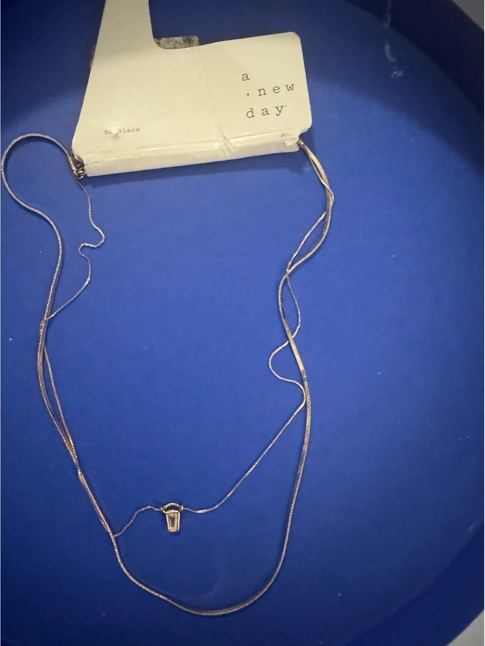 Gold Delicate Layered Necklace with Elegant Pendant - New with Tags